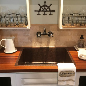 25" Hammered Copper Kitchen Single Basin Sink with Matching Drain and Accessorie