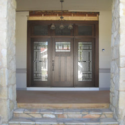 Custom Craftsman Door with Decorative Glass Side Lites - Front Doors