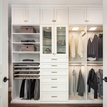 Custom White Walk-In Closet with Elegant Storage Solutions