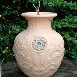 Brocade Leaf Terracotta Down Under Pot - Outdoor Decor