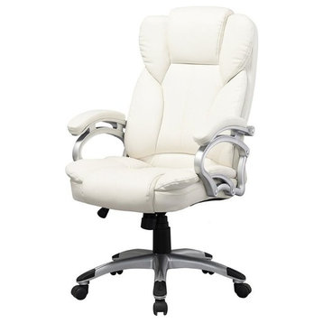Atlin Designs Modern Faux Leather Executive Padded Office Chair in White
