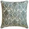 Blue Jacquard Quilted and Victorian Design 22"x22" Throw Pillow Cover Adelia