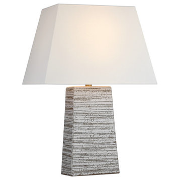 Gates Medium Rectangle Table Lamp in Malt White Dust with Linen Shade