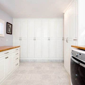 Custom Laundry Room with Pull-Out Storage Cabinet