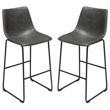 Theo 2 Bar Height Chairs, Weathered Gray