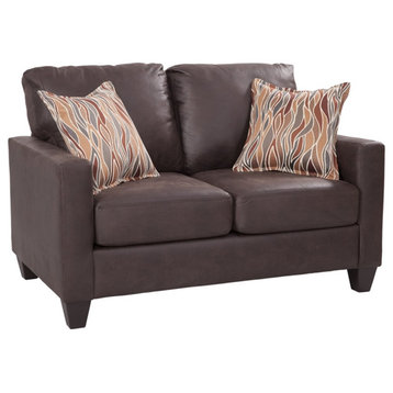 American Furniture Classics 8-020-A7V2 Square Arm Loveseat in Pinto Brown