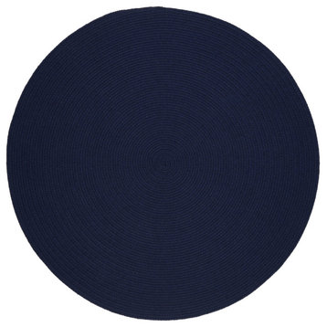 Pura Braided Blue Wool Rug Navy 4' Round