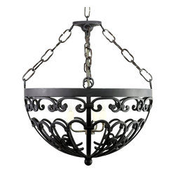 PN-145 Hand Made Iron Four Light Pendant - Lighting