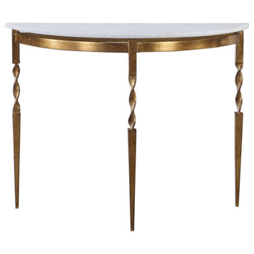 Uttermost 24881 Imelda 40"L Marble Top Iron Console Table - White Marble