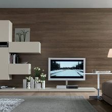 Lounge dining wall shelves