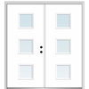 60"x80" 3 Lites Clear Left-Hand Inswing Primed Fiberglass Door, 4-9/16"
