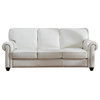 Barbara Leather Craft Sofa, Ivory White
