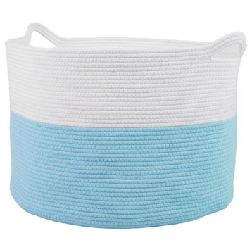 Extra-Large Cotton Rope Basket With Handles for Laundry, Blanket and Toy Storage