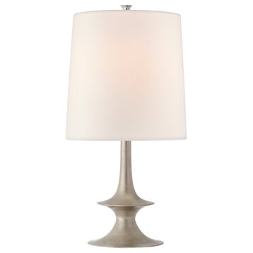 Lakmos Medium Table Lamp in Burnished Silver Leaf with Linen Shade
