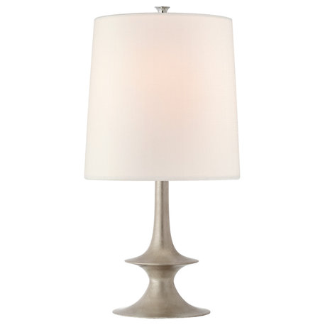 Lakmos Medium Table Lamp in Burnished Silver Leaf with Linen Shade