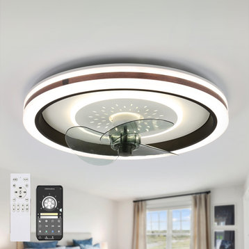 Bella Depot Modern Flush Mount  Reversible Ceiling Fan with Remote and LED Light