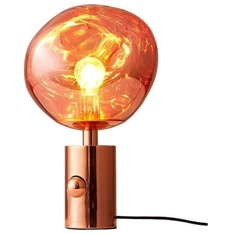 Lava Stone LED Lights Dimmable Room Decor Table Lamp, Rose Gold, H16.9"