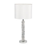 Clear Crystal (k9) Glass Detail & White Faux Silk Table 60W