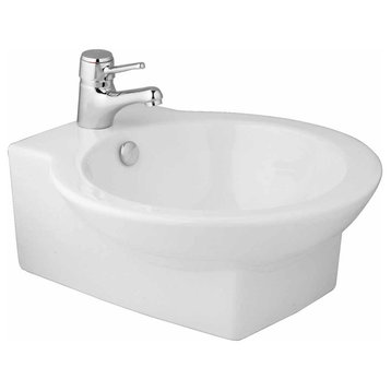 White Countertop  Bathroom Vessel Sink  with Overflow Renovators Supply