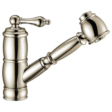 single hole, single lever faucet with a pull-out spray head
