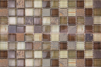 11.40"x11.40" Glass Mosaic Tile Backsplash Gray/Orange White