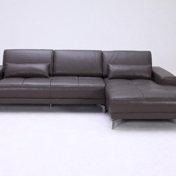 Modern Brown Leather Sectional Sofa
