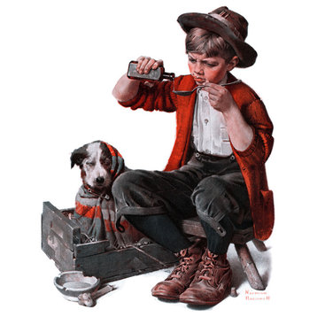 "Sick Puppy" Painting Print on Canvas by Norman Rockwell