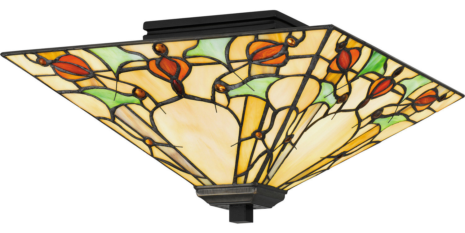 Quoizel TF5624MBK 2-Light Flush Mount, Tiffany - Victorian - Flush ...