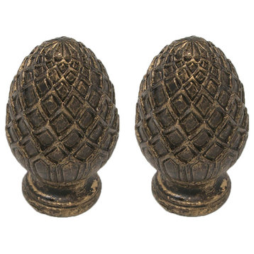 Urbanest Pineapple Lamp Finial, 2", Bronze With Gold Highlight, Set of 2