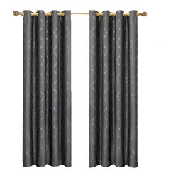 Royal Tradition - Laguna 100% Polyester Jacquard Grommet Curtains, Set of 2, Steel, 104"x63" - Curtains