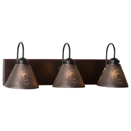 Irvins Country Tinware 3-Light Crestwood Vanity Light in Rustic Black