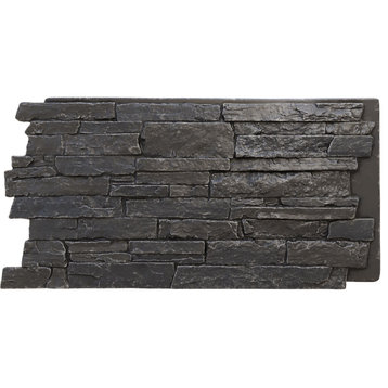 Acadia Ledge Stacked Stone, StoneWall Faux Stone Siding Panel,, Dark River