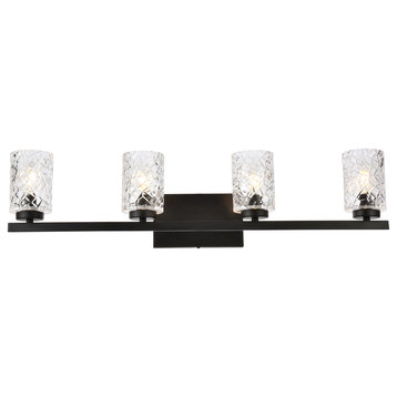 Living District LD7028W32BK 4 lights bath sconce in black with clear shade