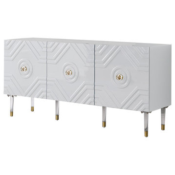 Crawford Lacquer With Gold Accents Sideboard, White
