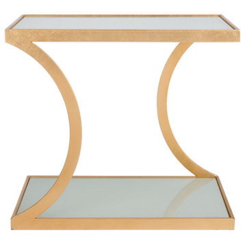 Vivian Gold Leaf Accent Table Gold/White