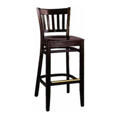 FDW - Slat Back Wooden Barstool, Golden Oak, Black - Bar Stools and Counter Stools
