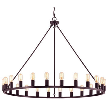 24-light Wagon Wheel Chandelier, 48", Oil Rubbed Bronze