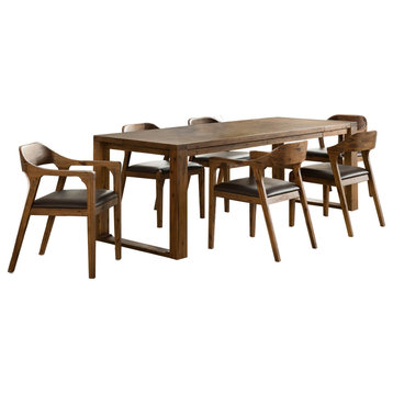 Rasmus 7-Piece Dining Set, Chestnut Wire-Brush, 2 Arm Chairs/4 Side Chairs