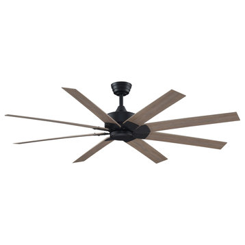 Levon 64" Ceiling Fan Black With Washed Pine Blades