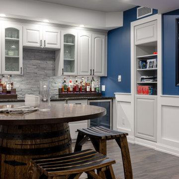 Home Bar – Built-In Beverage Center – Barrel Table