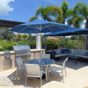 Outdoor Kitchen and Dinning Area for Classic Straight Edge in Parkland, Florida