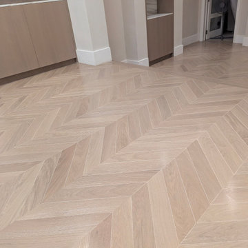 Silver White Engineered Oak Chevron Parquet Floor | Wandsworth SW18