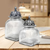 Fluted Glass Canister With Decorative Lid, Medium