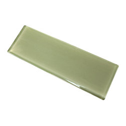 4x12 Glossy Soft Green Subway Glass Mosaic Tiles - Home Accessories & Decor