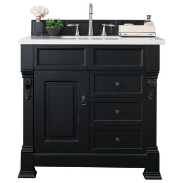 Brookfield 36" Single Vanity, Antique Black w/ 3CM Arctic Fall Solid Surface Top