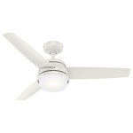 Hunter Fan Company - Hunter 48" Midtown Fresh White Ceiling Fan, LED Light Kit and Remote - The Midtown ceiling fan makes itself at home in a variety of spaces. The 48-inch blade span makes it a great fit for many rooms while the design unifies simple and modern styles. The Midtown's U.S. Patent Pending Performance Blades are cupped to move maximum air while our SureSpeed Guarantee delivers our brand-promising quality. Create the perfect ambiance with the integrated LED light, enjoy easy speed and lighting adjustments with the handheld remote, and choose between our two classic finishes of Fresh White and Matte Nickel.
