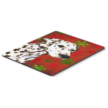 Dalmatian Red & Green Snowflakes Christmas Mouse Pad/Hot Pad/Trivet, SS4676MP