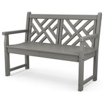 Polywood - Polywood Chippendale 48" Bench, Slate Gray - Whether it's on the deck or in a special corner of the garden, the POLYWOOD Chippendale 48" Bench will add a touch of elegance and style to your outdoor living space. This durable bench is built to last through the years with very little maintenance. It's constructed of solid POLYWOOD lumber in a variety of attractive, fade-resistant colors to give it the appearance of painted wood without the upkeep wood requires. Made in the USA and backed by a 20-year warranty, this eco-friendly bench won't splinter, crack, chip, peel or rot and it never needs to be painted, stained or waterproofed. It's also designed to withstand nature's elements and to resist stains, corrosive substances, salt spray and other environmental stresses.