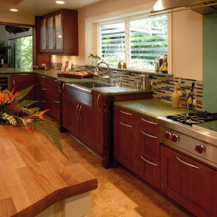 75 Beautiful Kitchen With Wood Countertops And Green Countertops