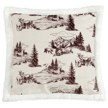 White Pine Campfire Sherpa Pillow, 18"x18"